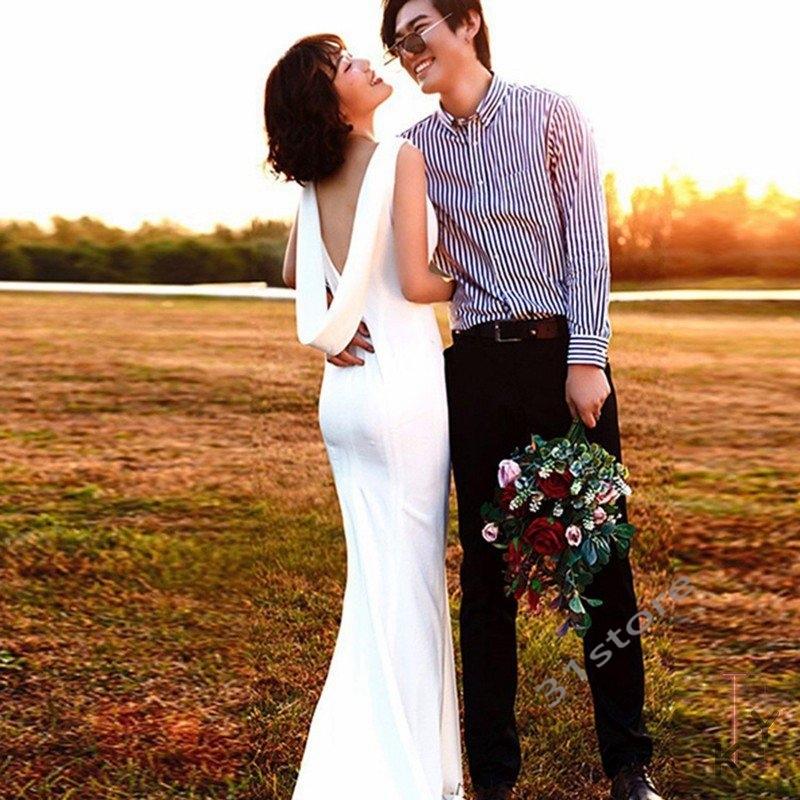 人気ブランド ウェディングドレス 結婚式 シンプル 上品 ワンピース ウェディングドレス ウエディング お気にいる Www Simon Page Com