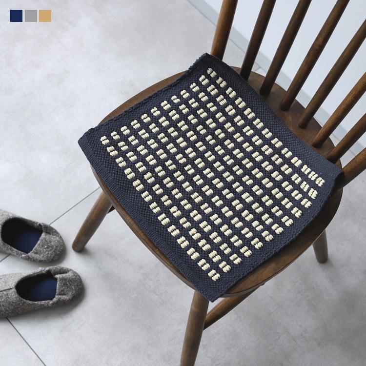 コットンマット everyday スクエアドット グレー ネイビー ベージュ 玄関マット キッチンマット ラグマット 40×35cm ミツヨシ - 通販 - PayPayモール