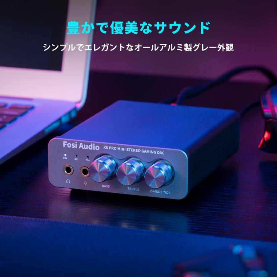 Fosi Audio K5 PRO DAC ヘッドフォンアンプ マイク入力可 ミニ 小型 