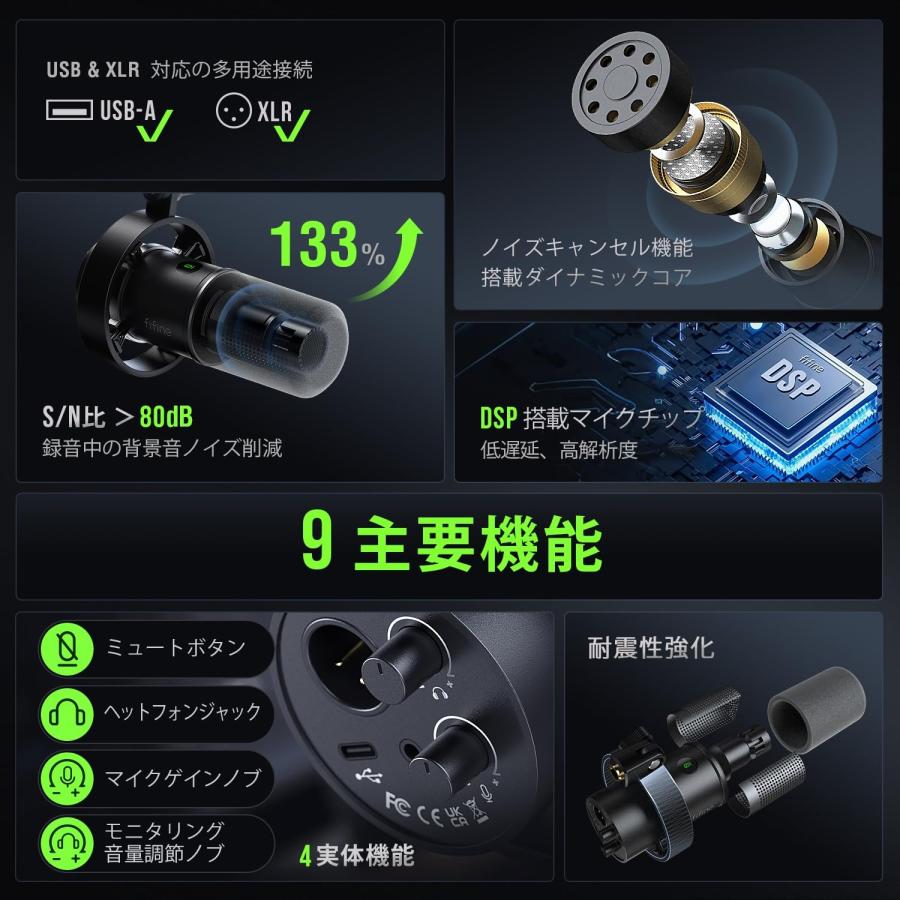 FIFINE ダイナミックポットキャストマイク USB/XLR接続可能