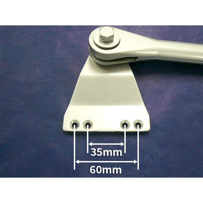 NHN30シリーズ ブラケット横一線4つ穴(60mm×35mm)交換用ドアクローザー 本体側面刻印2 ストップ付 段付きアーム シルバー ブロンズ ブラック交換品はRYOBI製_3