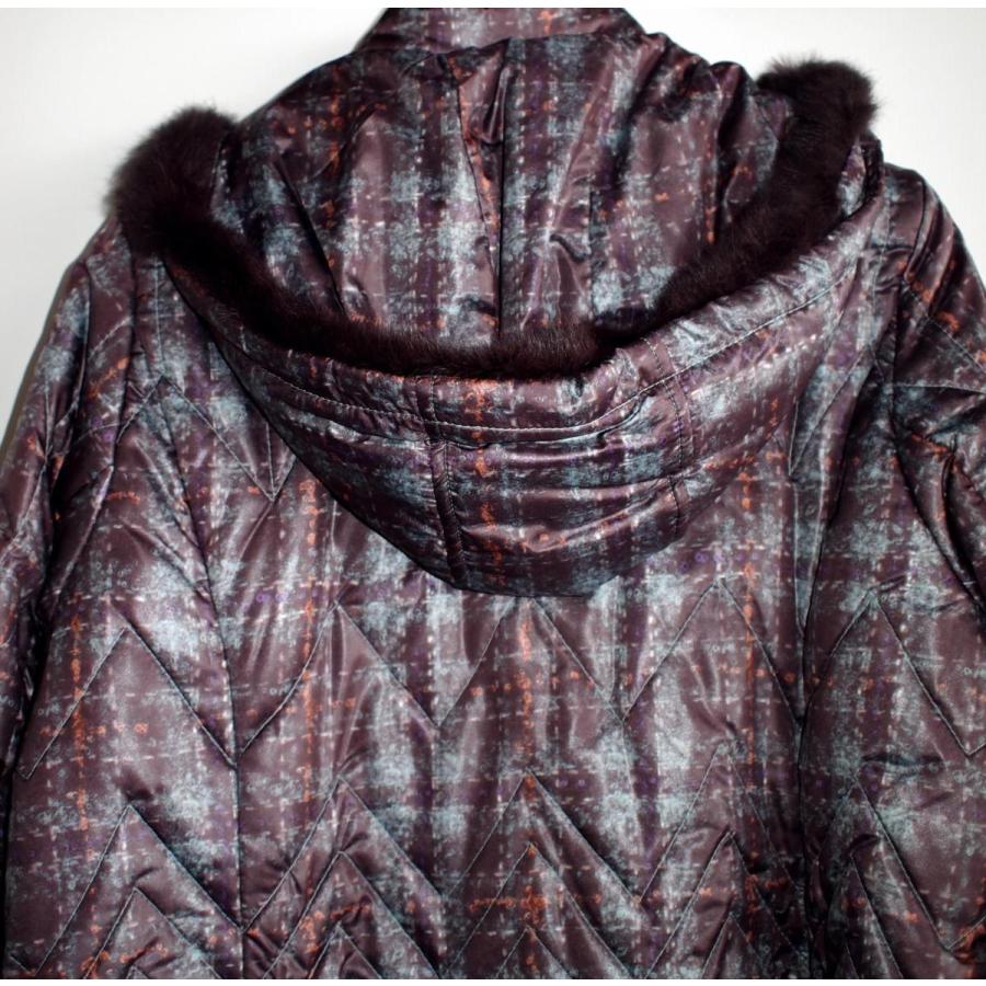 デザイン四角柄フートファー付中わたコート |  | 04