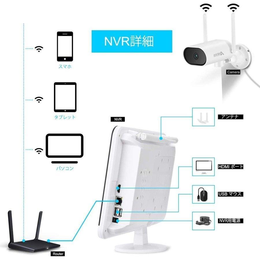 防犯カメラ 屋外 4台セット ワイヤレス Wi-Fi 300万画素 防水 防塵 配線不要 モニター付き 2TB内蔵付き 動体検知 横振り 4倍ズーム 双方向通話 設定簡単 ANRAN｜34618｜18