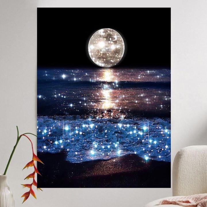 ダイヤモンド アート 初心者 ムーン 海砂 浜 キラキラ ハンドメイド 5D
