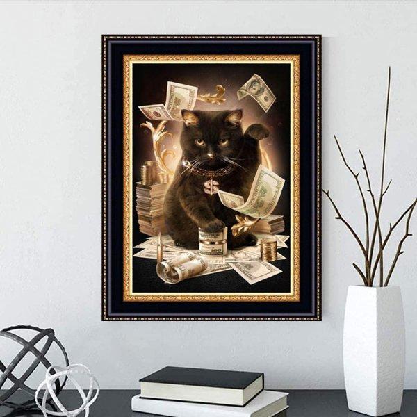 お値引きセール】ダイヤモンドアート 猫 ねこ 招き猫 黒猫 ドル 手芸