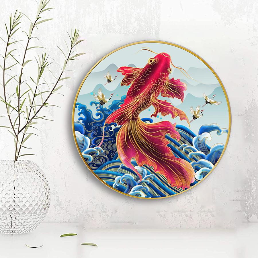 鶴の刺繍絵画 金色フレーム付き - 絵画 