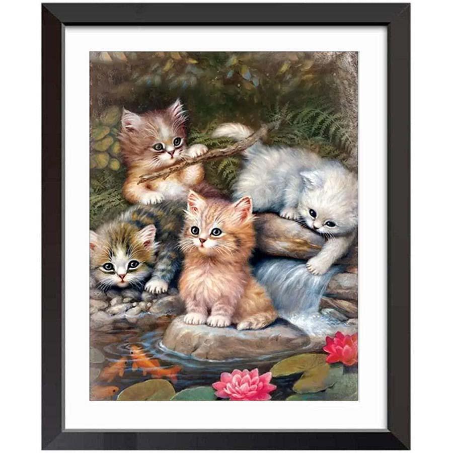 猫(ねこ)壁掛け刺繍シルク芸術作品アート　この絵は緻密な模様と上品な柄です。 猫(ねこ)壁掛け刺繍シルク芸術作品アート この絵は緻密な模様と