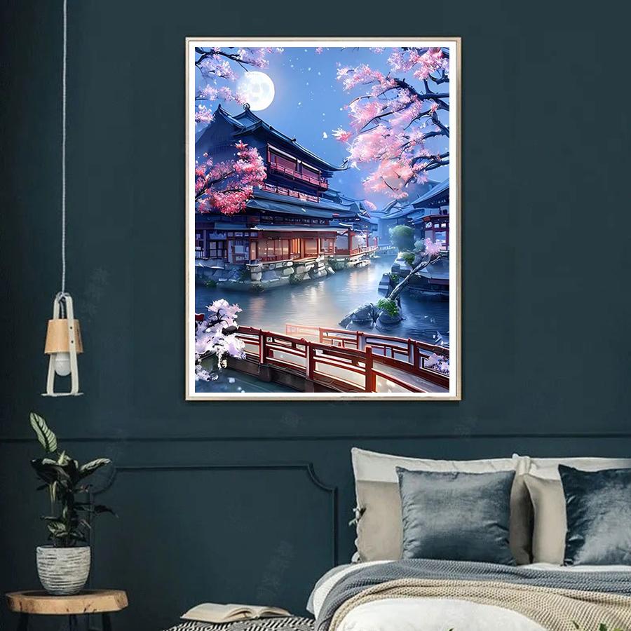 激安挑戦/厳選品質】 ダイヤモンドアート 初心者 花 月 宮 刺繍キット