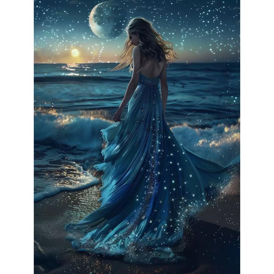 ダイヤモンドアート 海 月光に包まれた女神 やり方簡単 手芸 おしゃれ