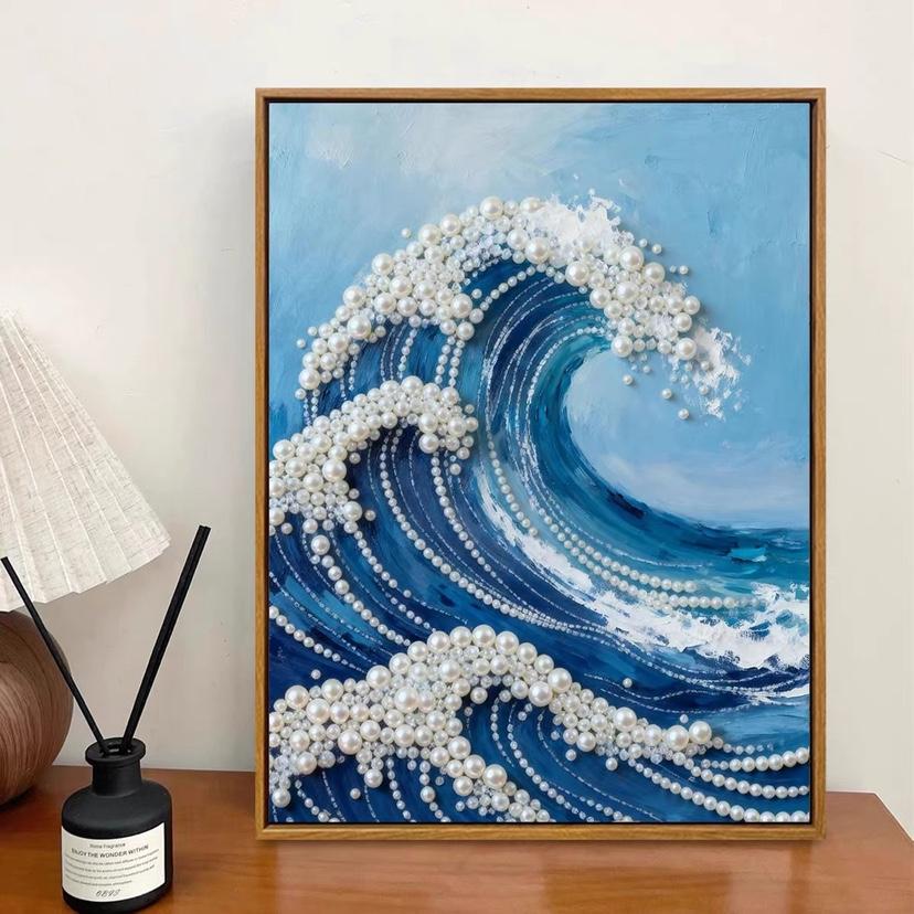 新登場】パールアート ダイヤモンドアート 手芸キット 波 海 ブルー