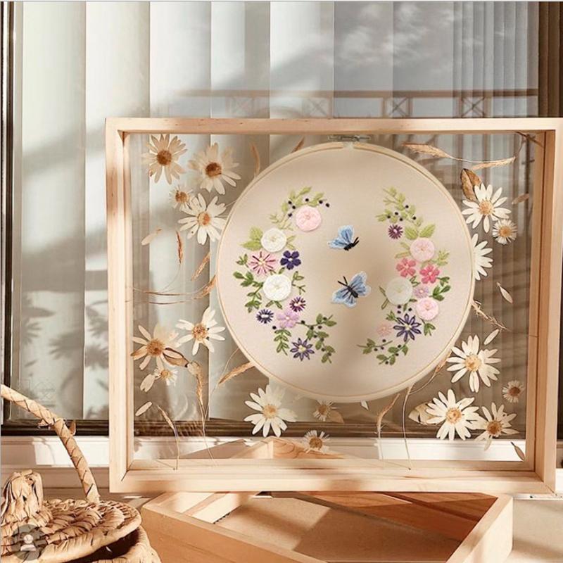 刺繍キット クロスステッチ 図案 手芸キット Diy サンプラー 刺繍枠 立体パンジーの花柄 初心者 刺しゅうツール付き やり方 手作り 簡単 お得クーポン発行中