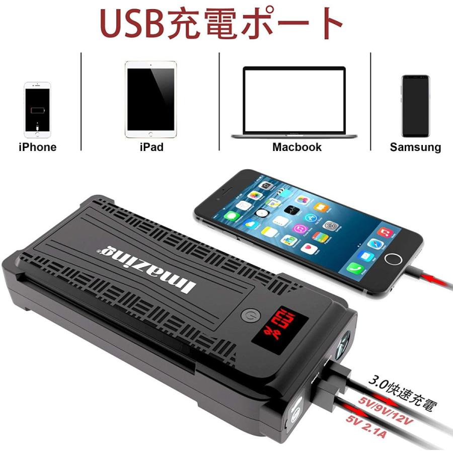 Imazing 12v車用エンジンスターター ジャンプスターター バッテリー上がり 大容量000mah モバイルバッテリー Qc3 0 Led応急ライト搭載 1年保証 Ima001 三四郎市場 通販 Yahoo ショッピング