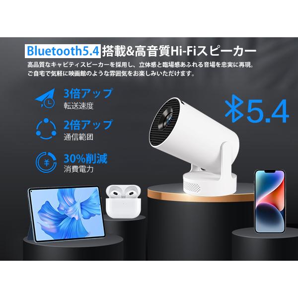 プロジェクター 家庭用 小型 4K 1080P 18000LM 小型 軽量 プロジェクター 家庭用 小型 4K対応 Bluetooth5.4 HiFi 18000LM