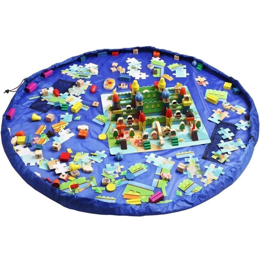 おもちゃ収納バッグ 子どもプレイマット お片付け簡単 特大マット 便利グッズ おもちゃ収納マット プレイマット レゴ収納袋 直径150cm ブルー Mo104 三四郎市場 通販 Yahoo ショッピング