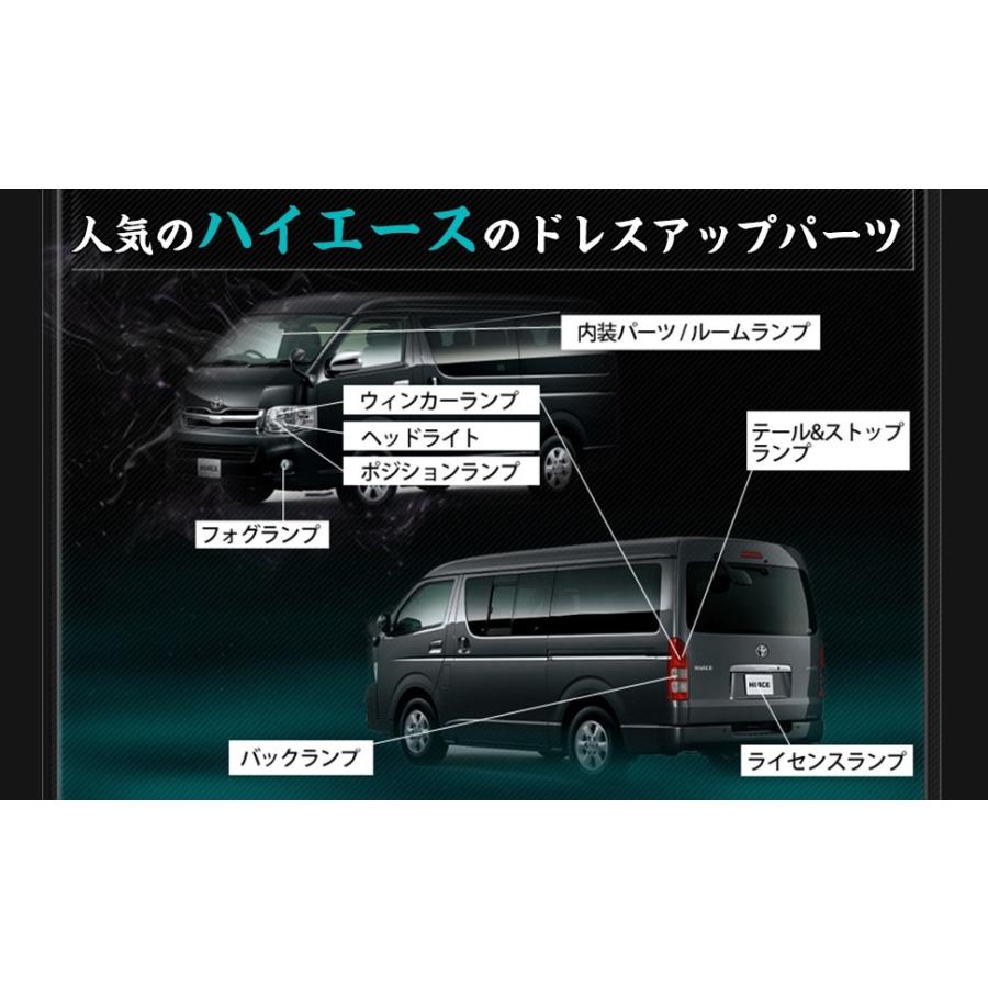 ルームランプ ハイエース 200系 4型/5型/6型/7型 スーパーGL用 LED ホワイト/イエロー カスタム 室内灯 専用設計 爆光 標準/ワイドボディ LEDバルブ 一年保証｜34618｜13