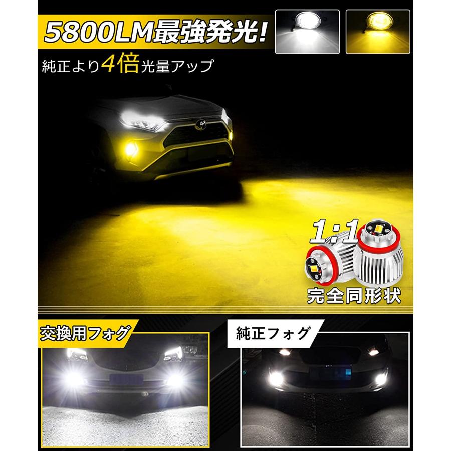 L1B LEDフォグランプ ハイエース 200系 7型 新型 トヨタ 超爆光 純正交換 2色切替え ホワイト イエロー クラウン ヤリス レクサス カローラ プリウス 2個入り｜34618｜02