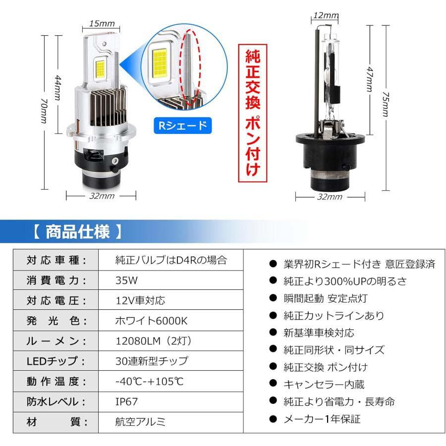 D2R専用 LEDヘッドライト バルブ 爆光 新車検対応 d2r専用 純正HIDを