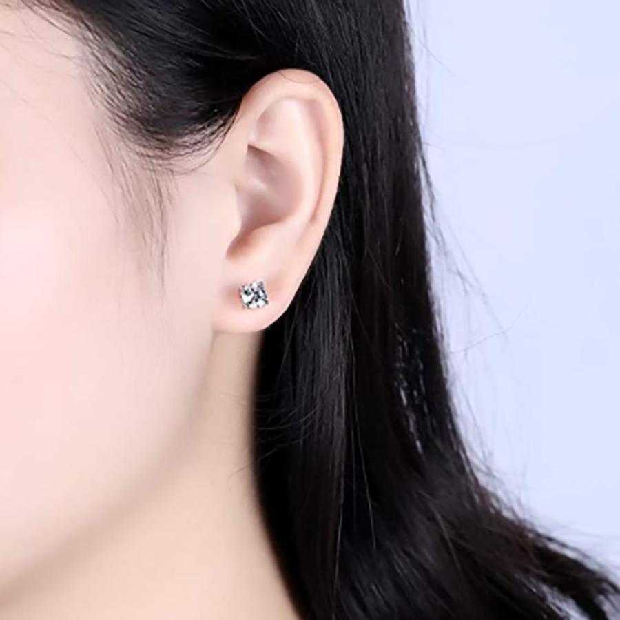 ピアス モアサナイト 1カラット 一粒 イヤスタンド 10K プラチナ  