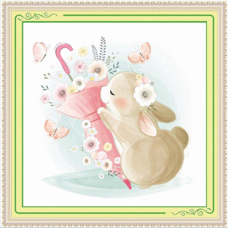 美品　ヴィンテージ　バンビ　刺繍　壁掛け　額　 バンビとうさぎが可愛いらしい 美品 ヴィンテージ バンビ 刺繍 壁掛け 額 バンビとうさぎが