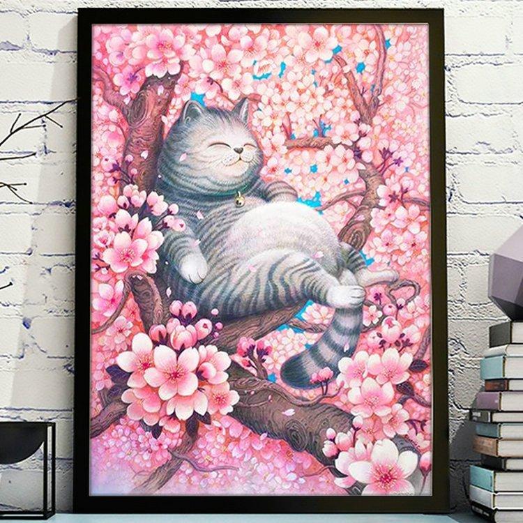 クロスステッチ 刺繍キット 猫と桜 桜ねこ ねこちゃん 動物