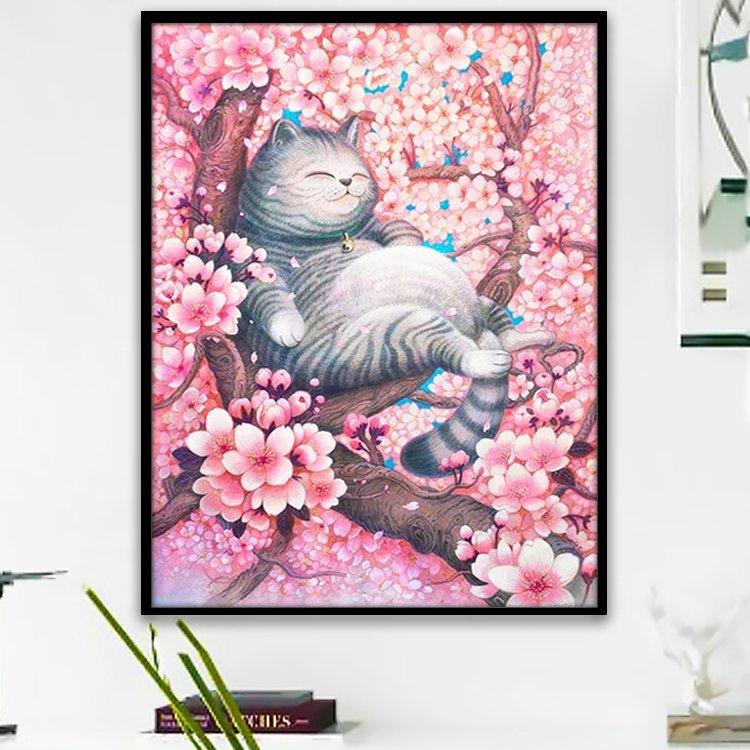 クロスステッチ 刺繍キット 猫と桜 桜ねこ ねこちゃん 動物
