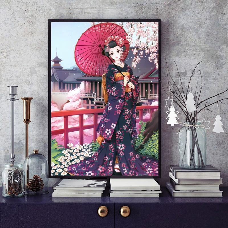 クロスステッチ キット 美人 着物 和風 傘 手芸キット 人物 刺繍