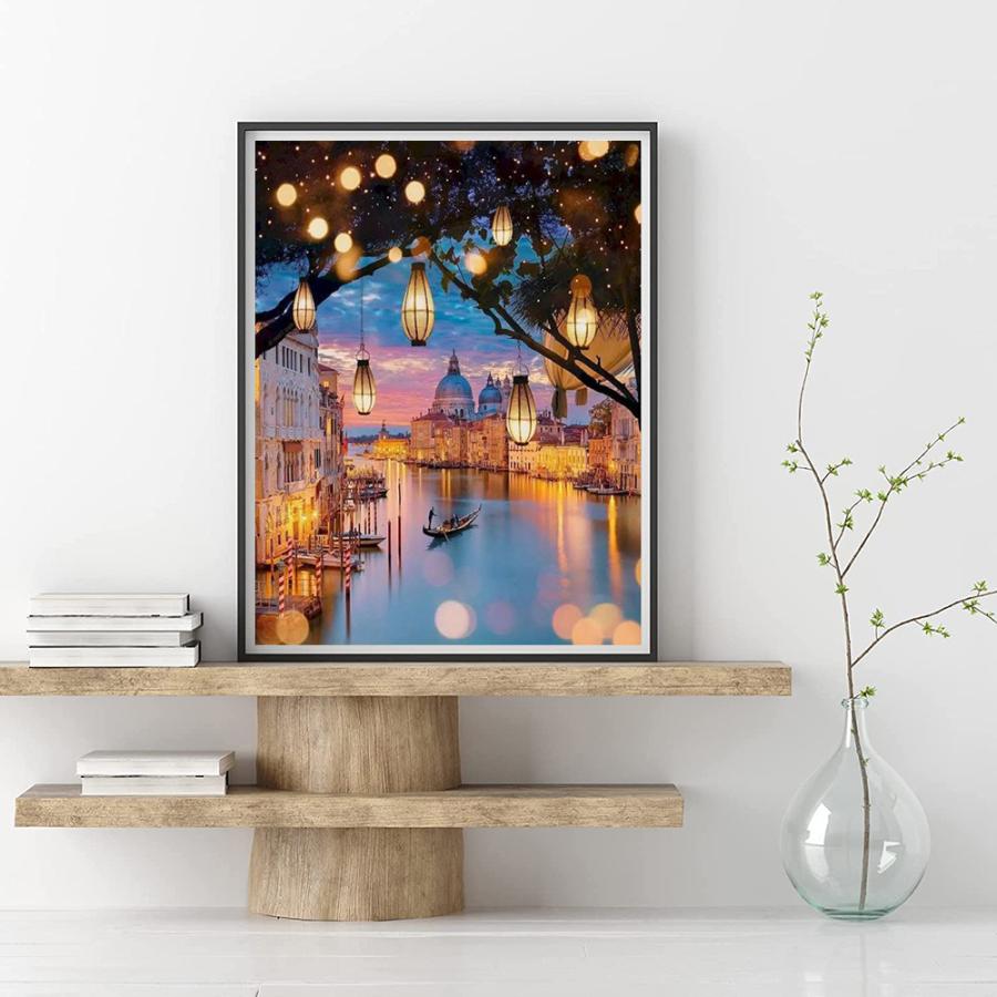 ダイヤモンドアート キット ヨーロッパ 城 川 ランタン ビーズ絵画