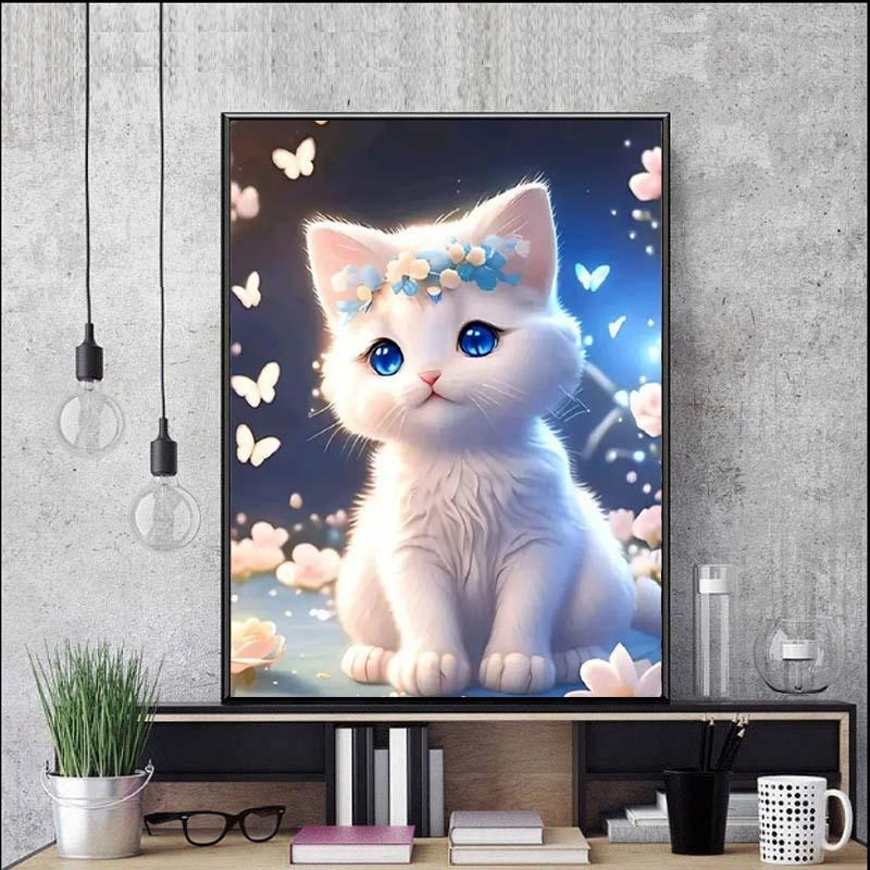 ダイヤモンドアート キット 猫 花 動物 DIYビーズ絵画 人気 初心者