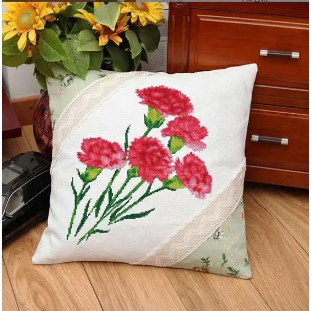 クロスステッチキット 刺繍キット 薔薇の花 クッションカバー 花の