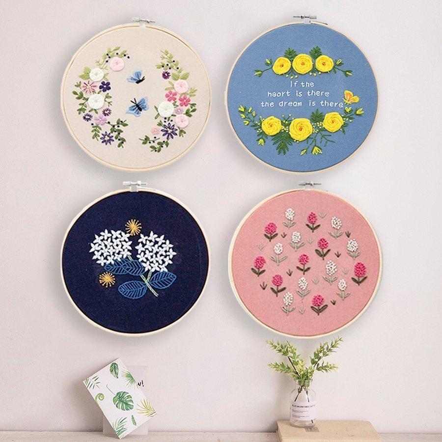 刺繍キット 立体パンジーの花柄 フランス刺繍 クロスステッチ