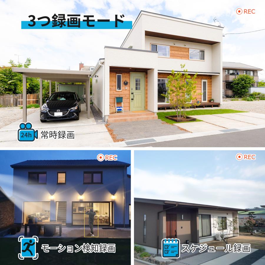 500万画素 4台 モニター一体型録画機 1TB HDD内蔵 防犯カメラ 屋外