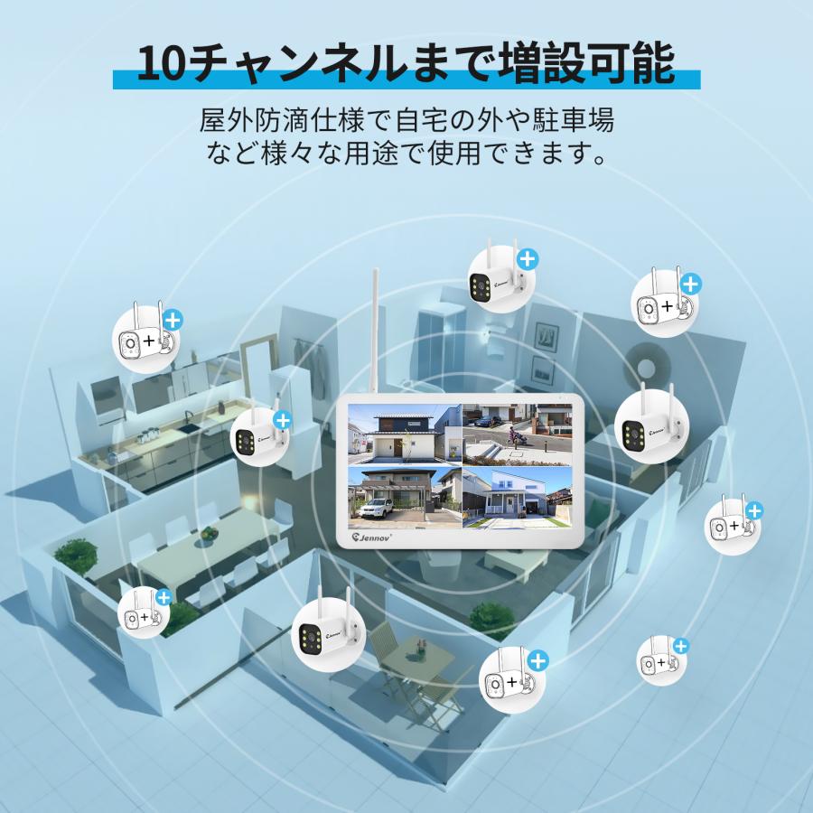 500万画素 4台 モニター一体型録画機 1TB HDD内蔵 防犯カメラ 屋外