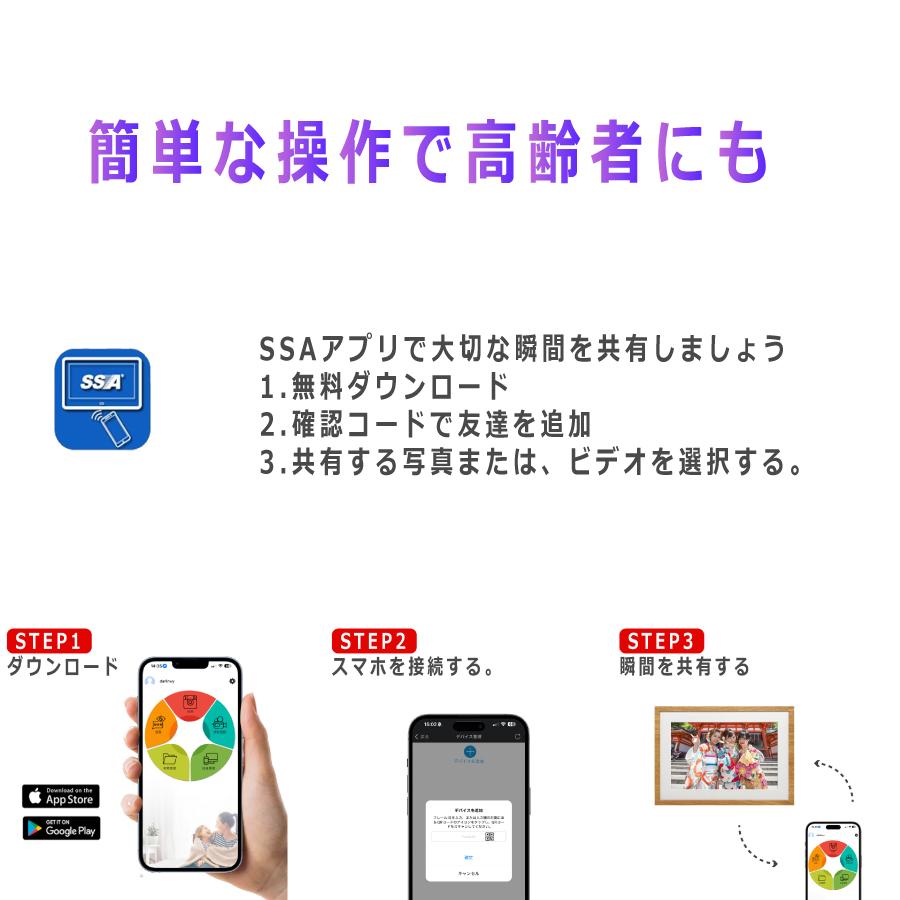 デジタルフォトフレーム wifi 15.6インチ 32GB内蔵 遠隔転送 動画再生