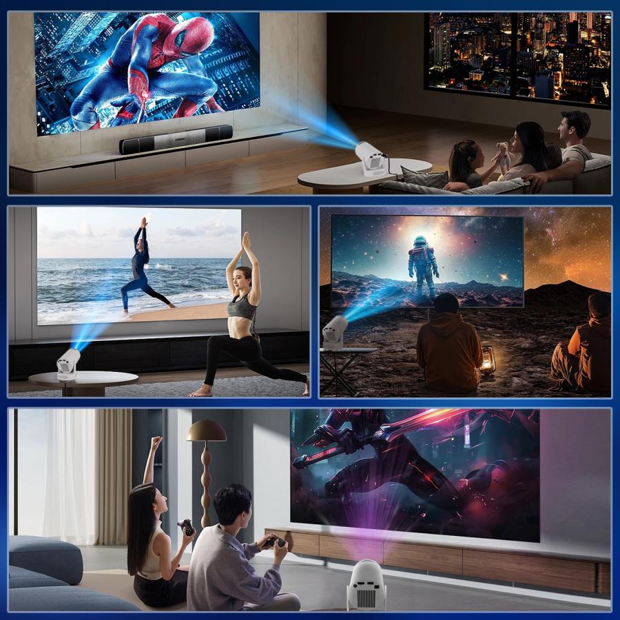 家庭用 プロジェクター 軽量 小型 天井投影 180度回転 Android TV 自動