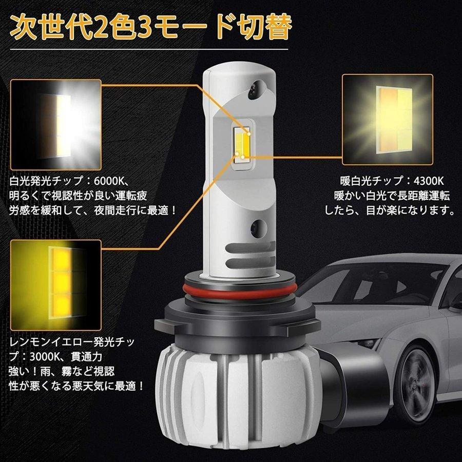 HB4 LEDフォグランプ 爆光 2色切り替え 9006 LEDバルブ 車検対応