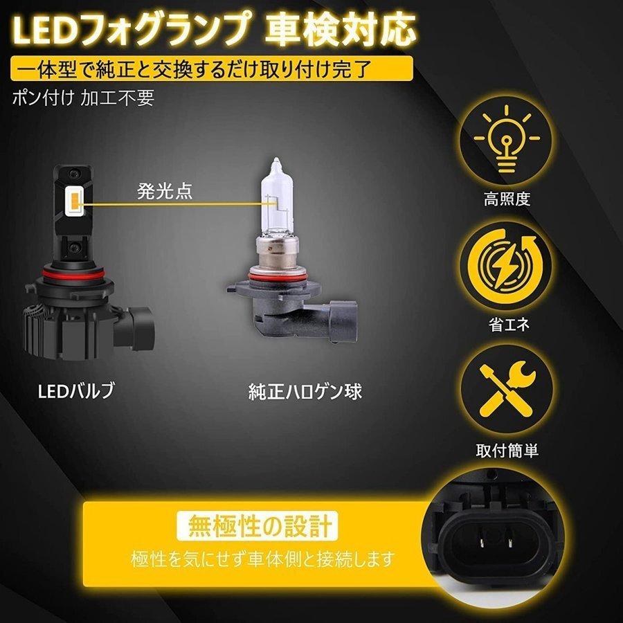 HB4 9006 LEDフォグランプ 車検対応 イエロー 6000LM 3000K led交換