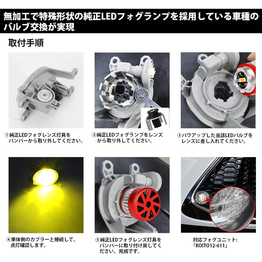 L1B LEDフォグランプ OPPLIGHT 純正LEDフォグ 交換用 黄色 イエロー 車検対応 パワーアップ 爆光 5800LM 純正交換 ポン付け 2個セット_6