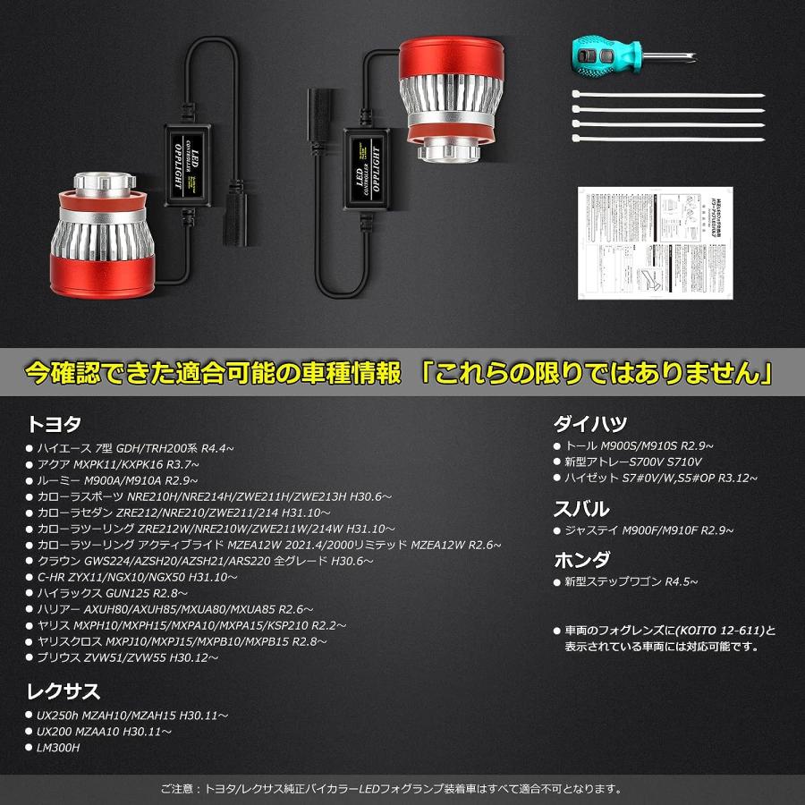 L1B LEDフォグランプ OPPLIGHT 純正LEDフォグ 交換用 黄色 イエロー 車検対応 パワーアップ 爆光 5800LM 純正交換 ポン付け 2個セット_7