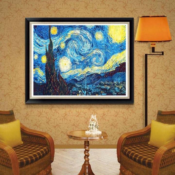 ゴッホ　星月夜　名画　ダイヤモンドアート 国内製造】A2サイズ・四角 mei-20『星月夜』名画 フィンセント