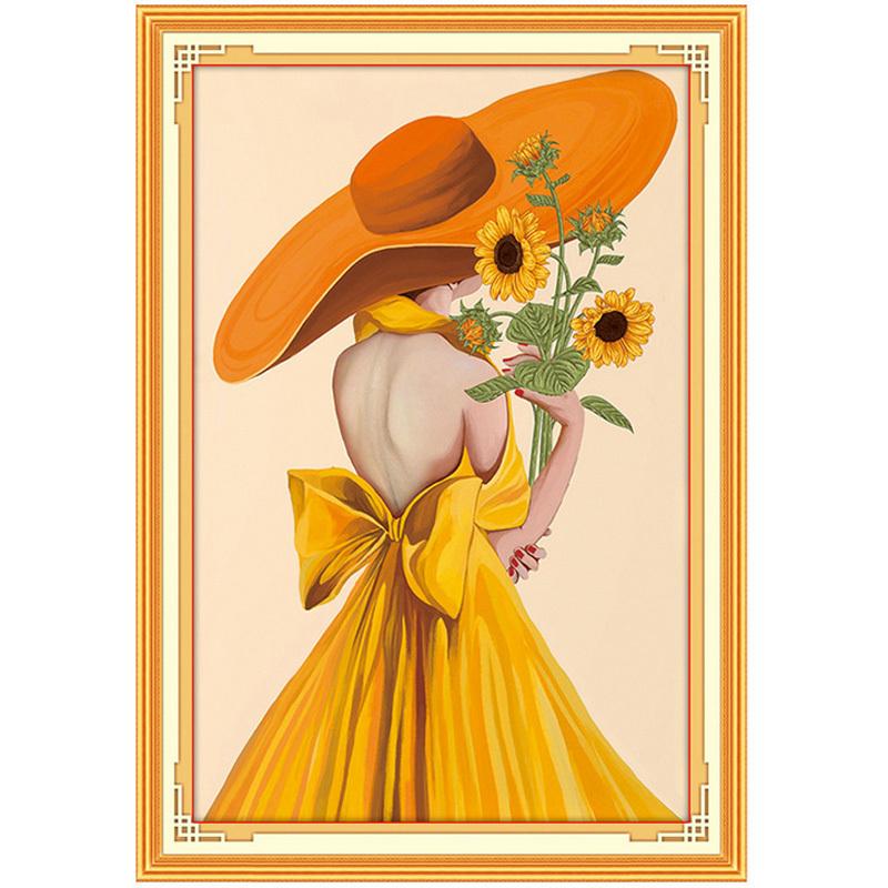 刺繍キット ひまわり女 北欧 図案 クロスステッチ 初心者 やり方法簡単 ロマンティック 帽子 かわいい 壁アート 装飾品 部屋飾り 飾り 三四郎市場 Cxy124 清本良品 通販 Yahoo ショッピング