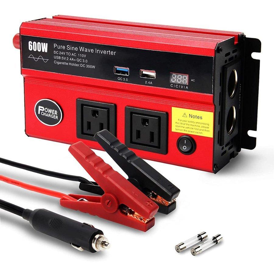 インバーター 24v車専用 Usb給電 快速充電 コンセント 電源 カー充電器 チャージャー シガーソケット 冷却ファン バッテリークリップ付 キャンプ アウトドア Opl227 三四郎市場 通販 Yahoo ショッピング