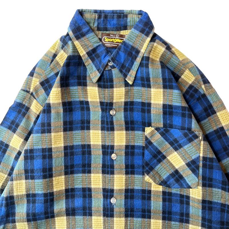 80s SEARS Sportswear チェック 長袖 プリント フランネル 80s SEARS Sportswear チェック 長袖 プリント フランネル