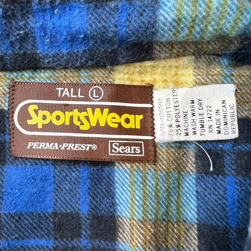 80s SEARS Sportswear チェック 長袖 プリント フランネル 80s SEARS Sportswear チェック 長袖 プリント フランネル