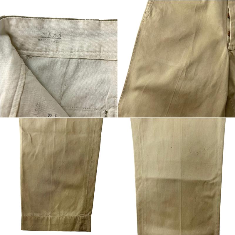 50s U.S.ARMY 米軍実物 コットン チノ パンツ 31 33 / 50年代 