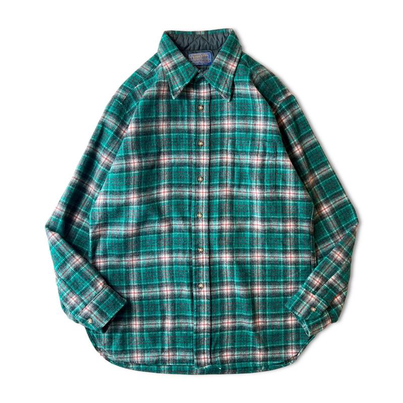 70s USA製 Pendleton チェック 長袖 ウール シャツ L / 70年代 