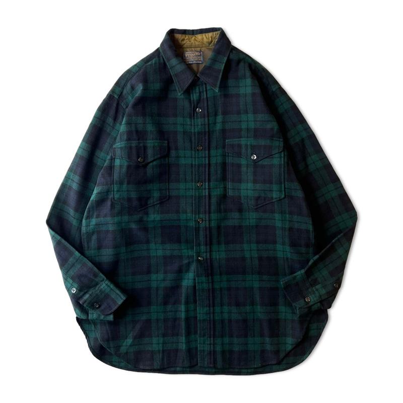 60s USA製 Pendleton ブラックウォッチ チェック 長袖 ウール シャツ 