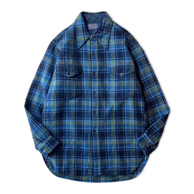 70s USA製 Pendleton チェック 長袖 ウール シャツ 16 / 70年代