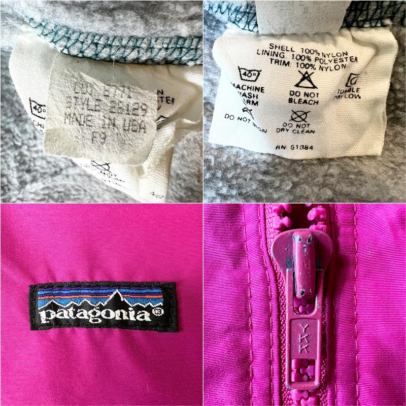 80s 旧タグ USA製 Patagonia 裏フリース ナイロン シェル ジャケット 12 / 80年代 アメリカ製 ビンテージ パタゴニア ピンク｜34com｜05