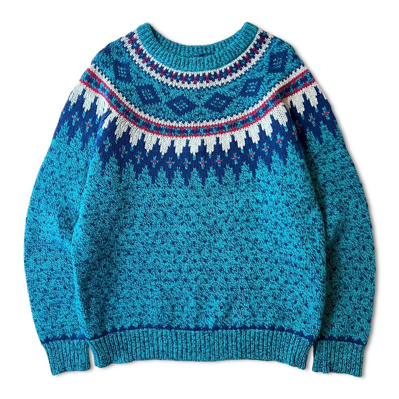 WOOLRICH 80s Woolrich ノルディック 総柄 ウール ニット WOOLRICH 80s Woolrich ノルディック 総柄 ウール ニット