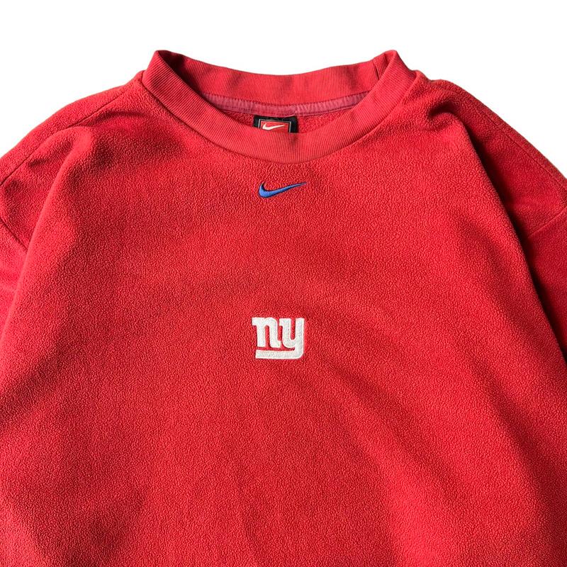 00s NIKE NFL ジャイアンツ センター スウォッシュ 刺繍 フリース トップ XL / 00年代 オールド ナイキ オフィシャル レッド｜34com｜02